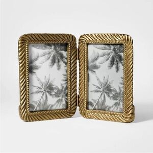 4"x6" Metal Rope Folding Picture Frame Brass - Threshold Studio McGee